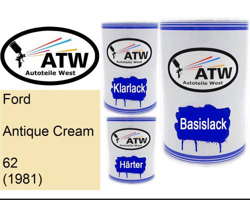 Ford, Antique Cream, 62 (1981): 500ml Lackdose + 500ml Klarlack + 250ml Härter - Set, von ATW Autoteile West.